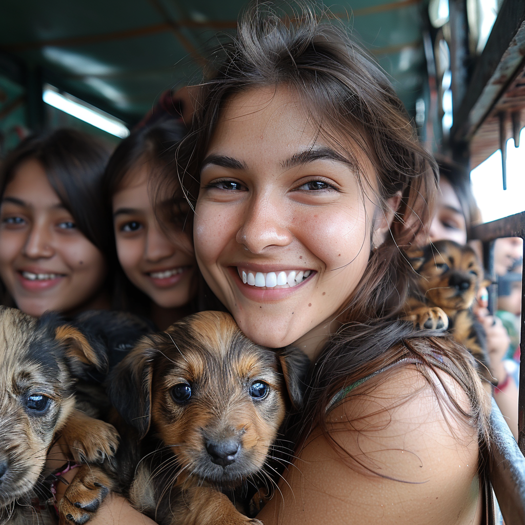 Volunteers and supporters caring for animals at AMTM