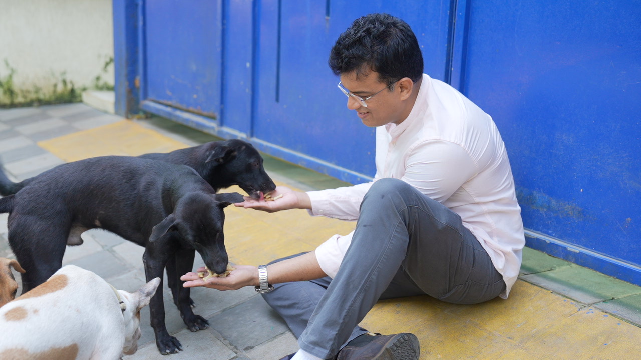 Ganesh Nayak with a dog